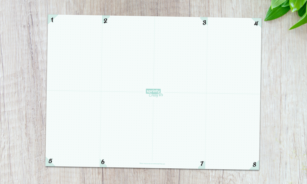 The 4x2 grid of our Active Eights worksheet is designed for printing on A3 paper